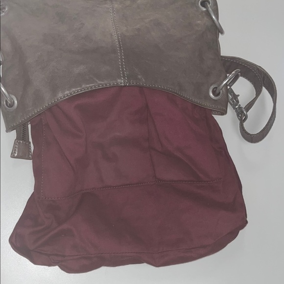 Rock Paper Scissors leather larger cross body bag dark gray/ silver tone preowne - Picture 9 of 16